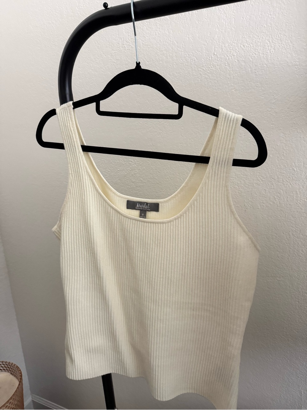 Cream Ribbed Tank Top - Women's Sleeveless Scoop Neck